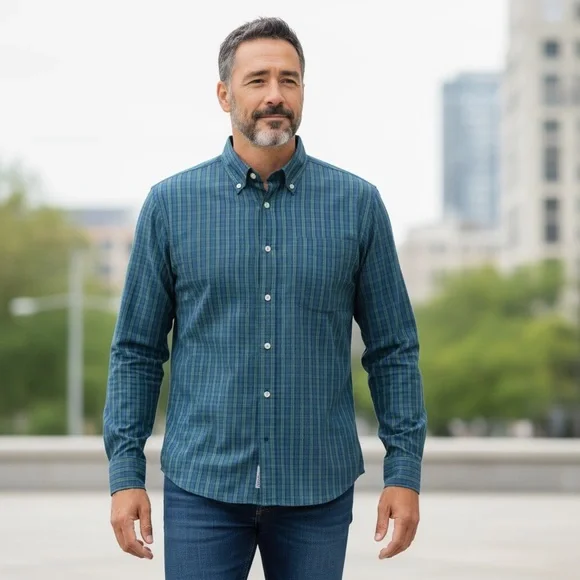 J. Crew Performance Shirt in Blue and Green - Picture 2 of 13